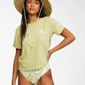 💕🔥NWT BILLABONG Eco Rockers T-shirt GRAPHIC TEE LA PLAYA Green Medium